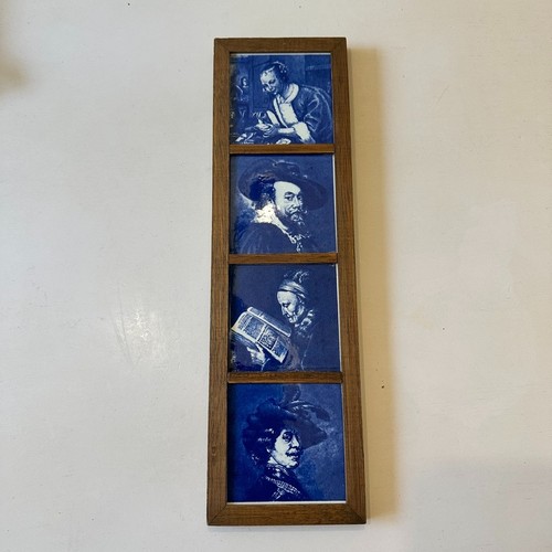 Vtg delft blue framed tiles - vtg,